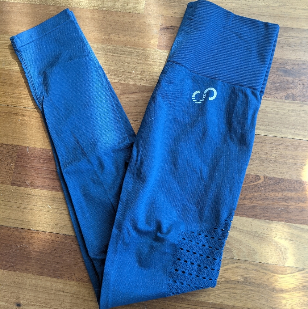 CNC Seamless Navy Blue Leggings NO Booty Scrunch L